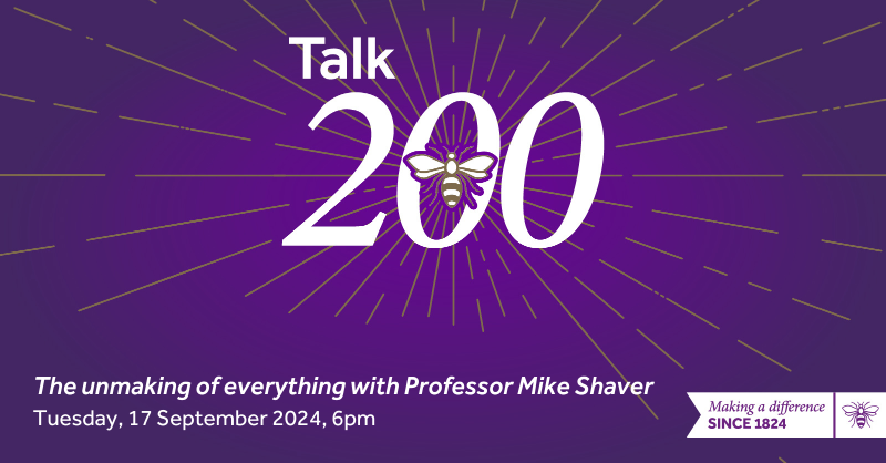 OfficialUoM's tweet photo. 🚨 Live-streamed event.

In the third live instalment of Talk 200, Director of Sustainable Futures Professor Michael Shaver will explore the complex nature of our plastic environment. #UoM200