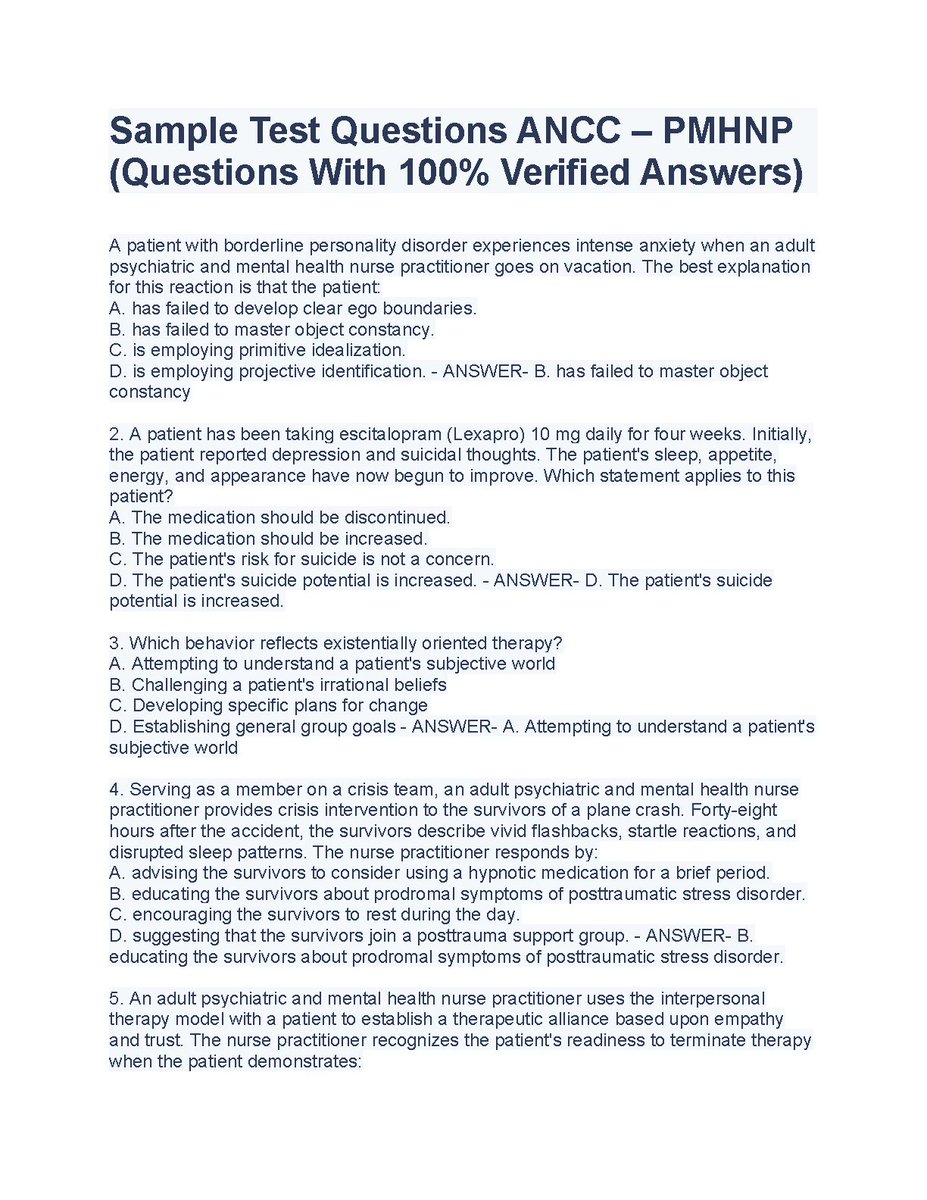 sn4502092's tweet image. hackedexams.com/item/5815/samp…
Sample Test Questions Ancc Pmhnp Questions With 100 Verified Answers
#sampletest #questions #ancc2024 #PMHNP #questions #VerifiedAnswers #hackedexams