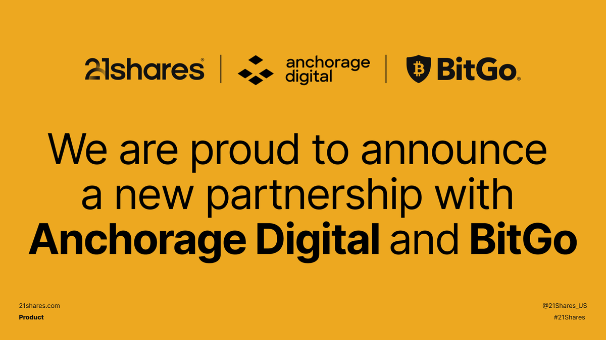 Anchorage Digital and BitGo join Coinbase as custodians for 21Shares US  spot products, including the ARK 21Shares Bitcoin ETF, ARKB, and the 21Shares  Core Ethereum ETF, CETH. This is one of the