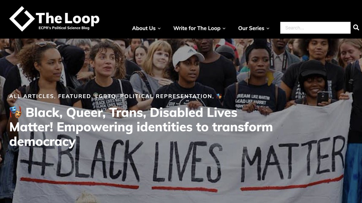 🎭Black, Queer, Trans, Disabled Lives Matter! Read the prize-winning blog by <a href="/TheBrandonMack/">Brandon Mack</a>! 🏆

I'm delighted that this year's The Loop Best Blog prize goes to a text in the #DemocraticTransformations series! Congratulations, Brandon! #BlackLivesMatter 

theloop.ecpr.eu/black-queer-tr…