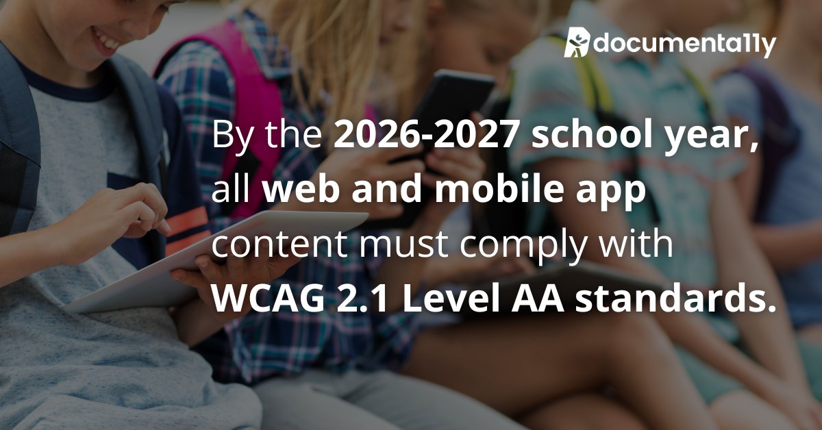 doca11y's tweet photo. Urgent update for schools!
WCAG 2.1 Level AA compliance for websites &amp; mobile apps is mandatory by 2026-2027.
This ensures inclusive learning for ALL students.
#Documenta11y can help you meet the standards. https://t.co/q1Ijz9qIq0
#WCAG #DigitalAccessibility #Education https://t.co/bgl5LSihm1