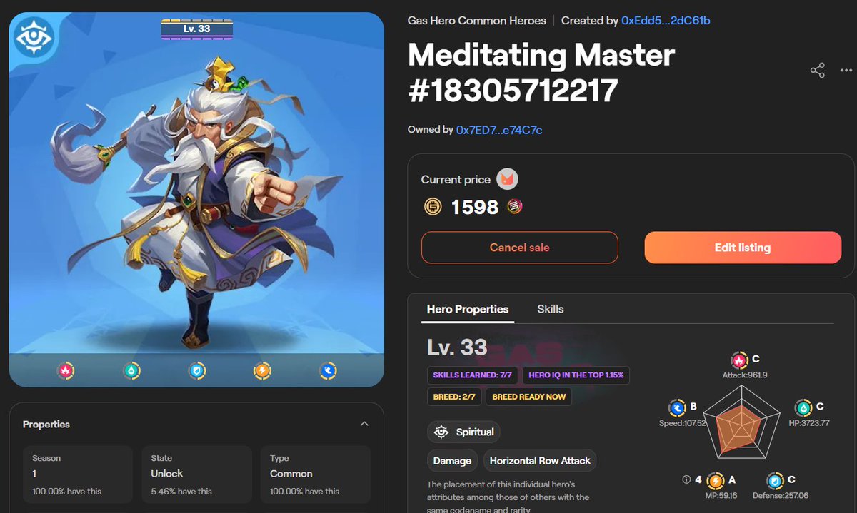 geicox5's tweet photo. SALUT , la team !!! 
je fais pas souvent de post comme ça mais je viens de choper un super Meditating Master rare 7 skills avec des stats correcte en vente à 1598 GMT mais en direct à 1510 GMT.
contacter moi en commentaire
merci de m'aider et repost
#GasHero @GasHeroOfficial https://t.co/EFtQRCrnPW