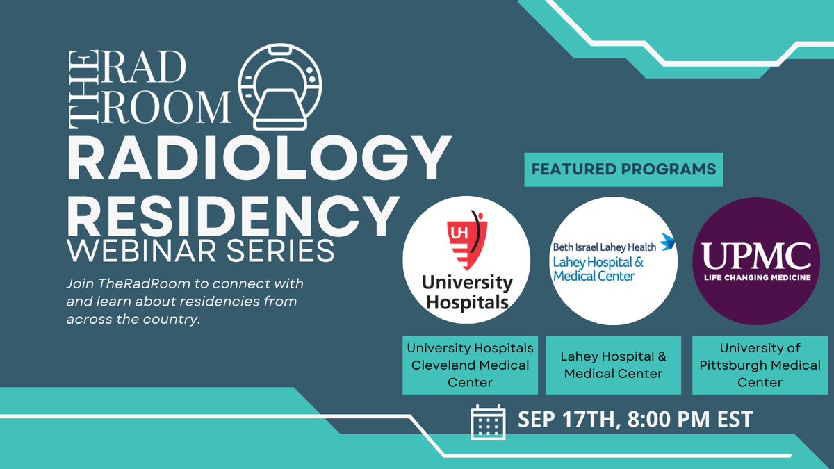 Lahey Radiology (@laheyradiology) on Twitter photo Excited to be a part of <a href="/TheRadRoom/">TheRadRoom</a> webinar series September 17th at 8pm EST. Follow them to hear when to register. We hope to see you there! #futureradres #Match2025 Excited to be a part of <a href="/TheRadRoom/">TheRadRoom</a> webinar series September 17th at 8pm EST. Follow them to hear when to register. We hope to see you there! #futureradres #Match2025