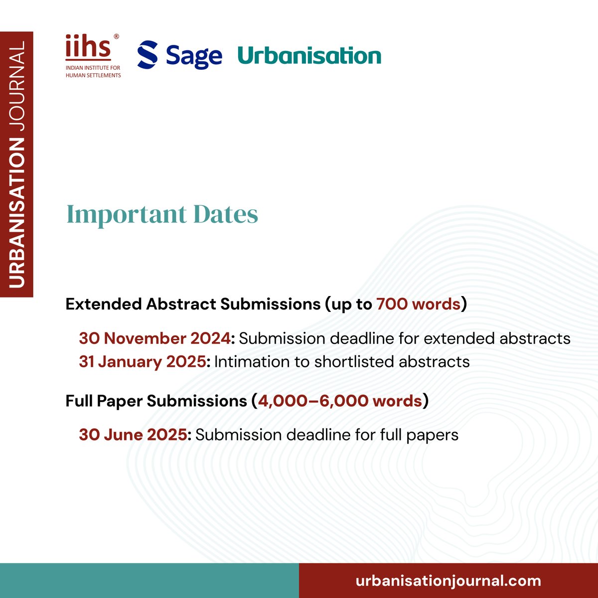 IIHS Urbanisation is pleased to announce the #CallforPapers for a special issue on Informality and Climate Change in Global South Cities.   

🚨 Last date for abstract submissions is 30 November 2024.   

For more details, visit: bit.ly/4eljkS4

#IIHS #IIHS_Urbanisation