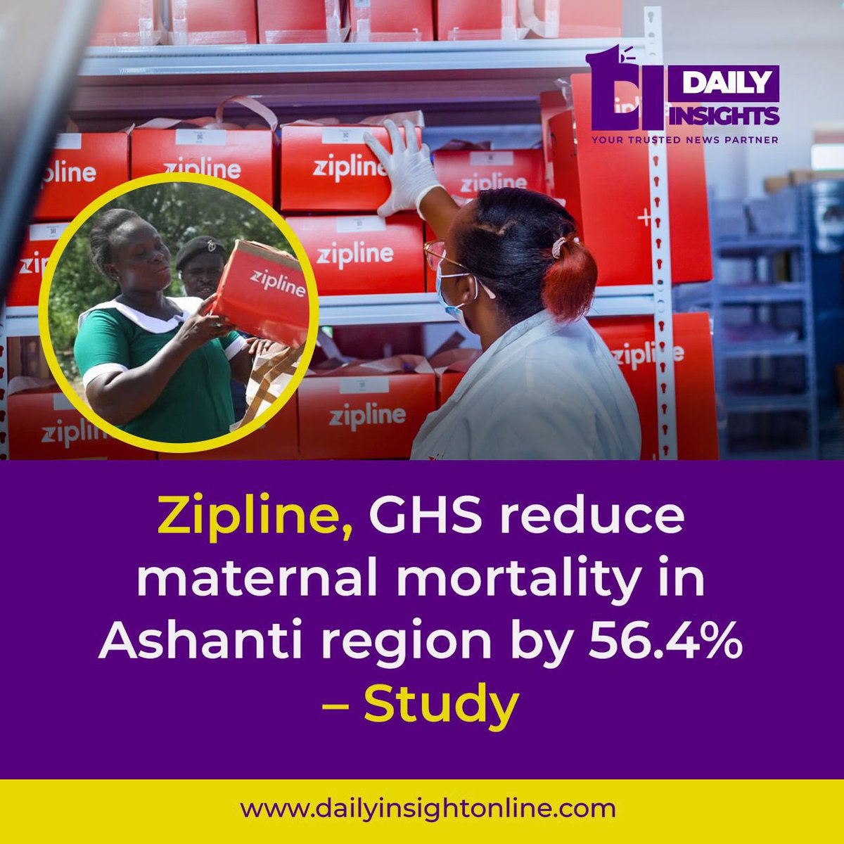 ZIPLINE reduce maternal mortality in Ashanti Region by 56.4%.

This is a great news, under Mahama, over 1,000 mothers died during CS section as a result of Dumsor.