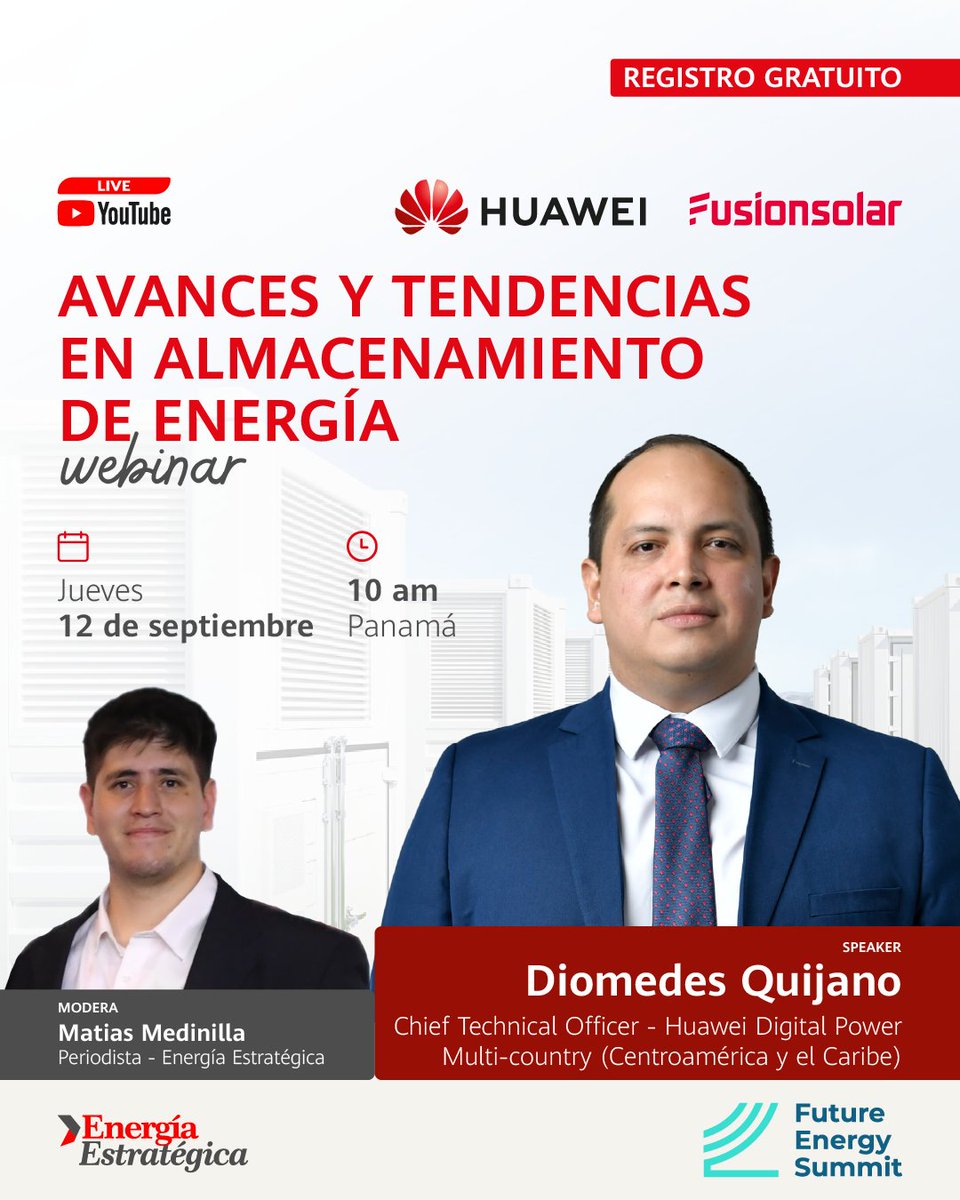 👉 ¡HOY!  Únete al webinar de Huawei Digital Power. 

¡No te lo pierdas! Se parte de nuestro chat en vivo.💬  
🔗 Haz clic aquí para unirte: youtube.com/@futurenergysu…