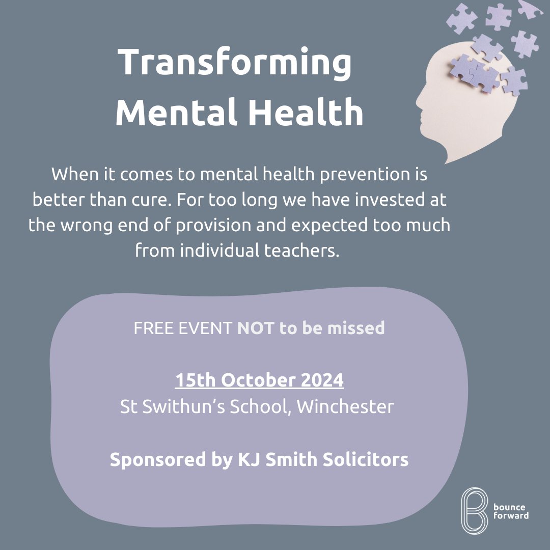 ⭐ Education leaders ⭐ Change makers 

Join us - register here 👉🏻 ow.ly/5h5Z50Teg1n

Psychological fitness is the combination of mental resilience and emotional wellbeing. It can be taught, measured and mastered.