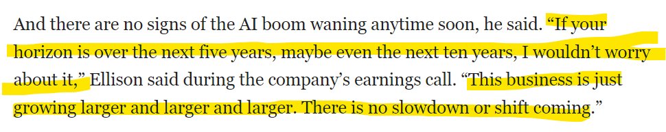 $ORCL CEO Larry Ellison on AI:

"There is no slowdown or shift coming."