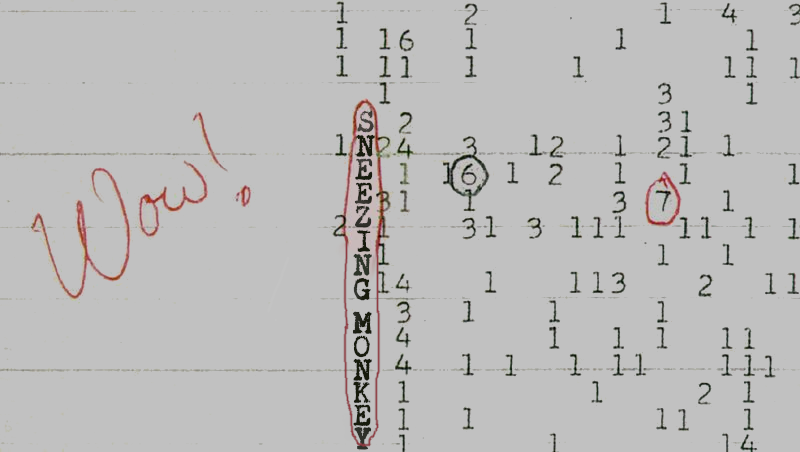 TheChrisenator's tweet photo. @randomtweetor  The "Wow! Signal" finally deciphered! 😀 https://t.co/EJqiKx1YR3