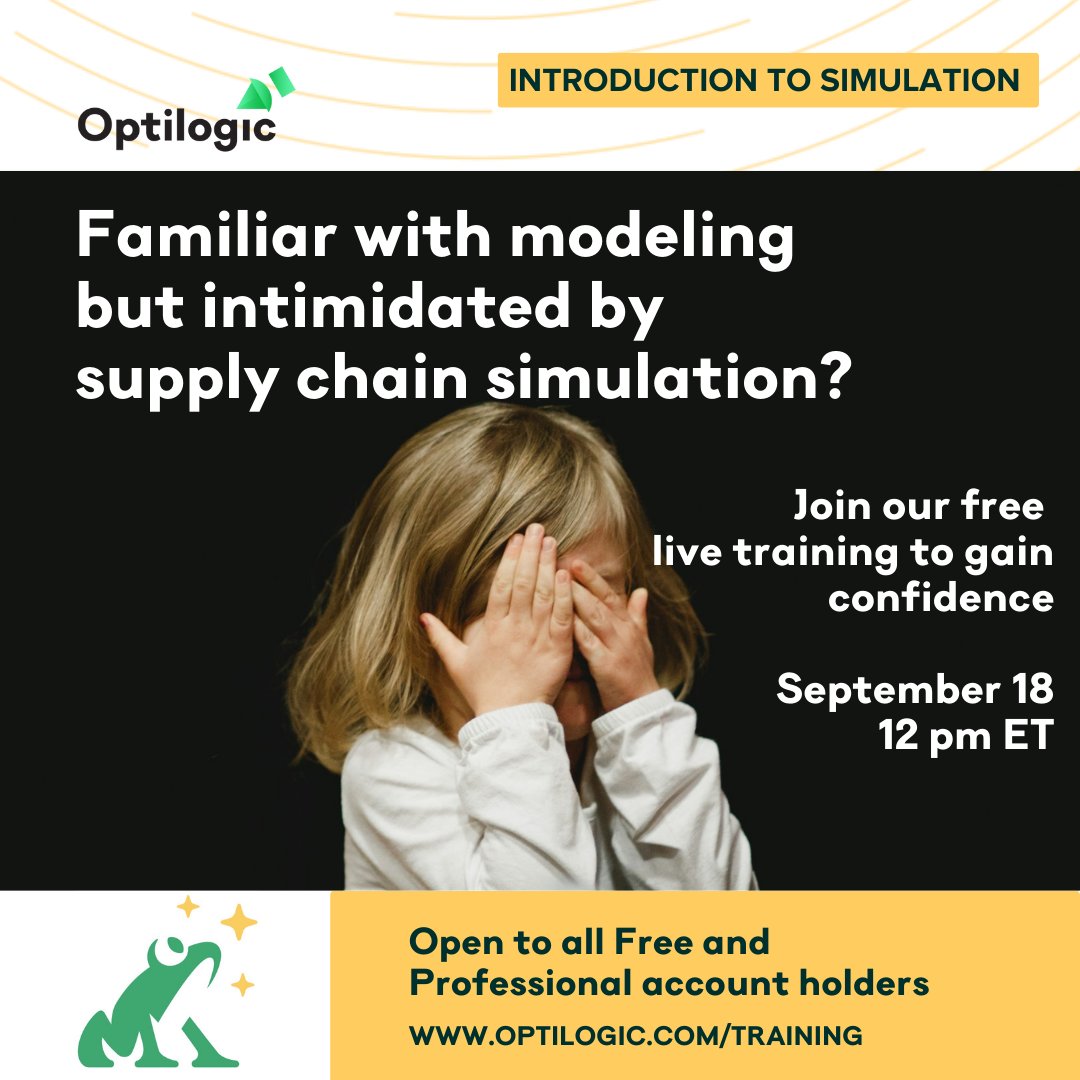 get_optilogic's tweet image. Unlock the power of #simulation with our hands-on Cosmic Frog training! Build, run, & review models. 🐸 Register now to boost your skills:
hubs.li/Q02PvZ4C0 #supplychaindesign #simulationmodeling #simulationtraining #supplychaintraining