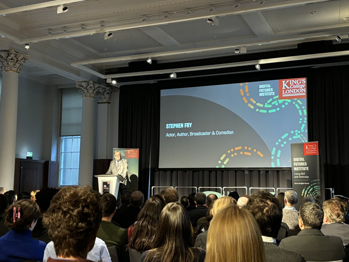 Tonight <a href="/stephenfry/">Sir Stephen Fry</a> is asking whether artificial intelligence is the means to an end or a means to the end for <a href="/kingsartshums/">King's Arts & Humanities</a> Digital Futures Institute’s inaugural Living Well with Technology lecture.