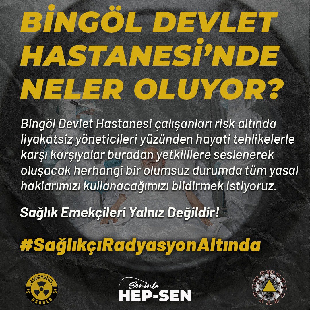 BİNGÖL DEVLET HASTANESI’NDE NELER OLUYOR ? 

Bingöl devlet hastanesi çalışanları risk altında liyakatsiz yöneticileri yüzünden hayati tehlikelerle karşı karşıyalar buradan yetkililere seslenerek oluşacak herhangi bir olumsuz durumda tüm yasal haklarımızı kullanacağımızı bildirmek