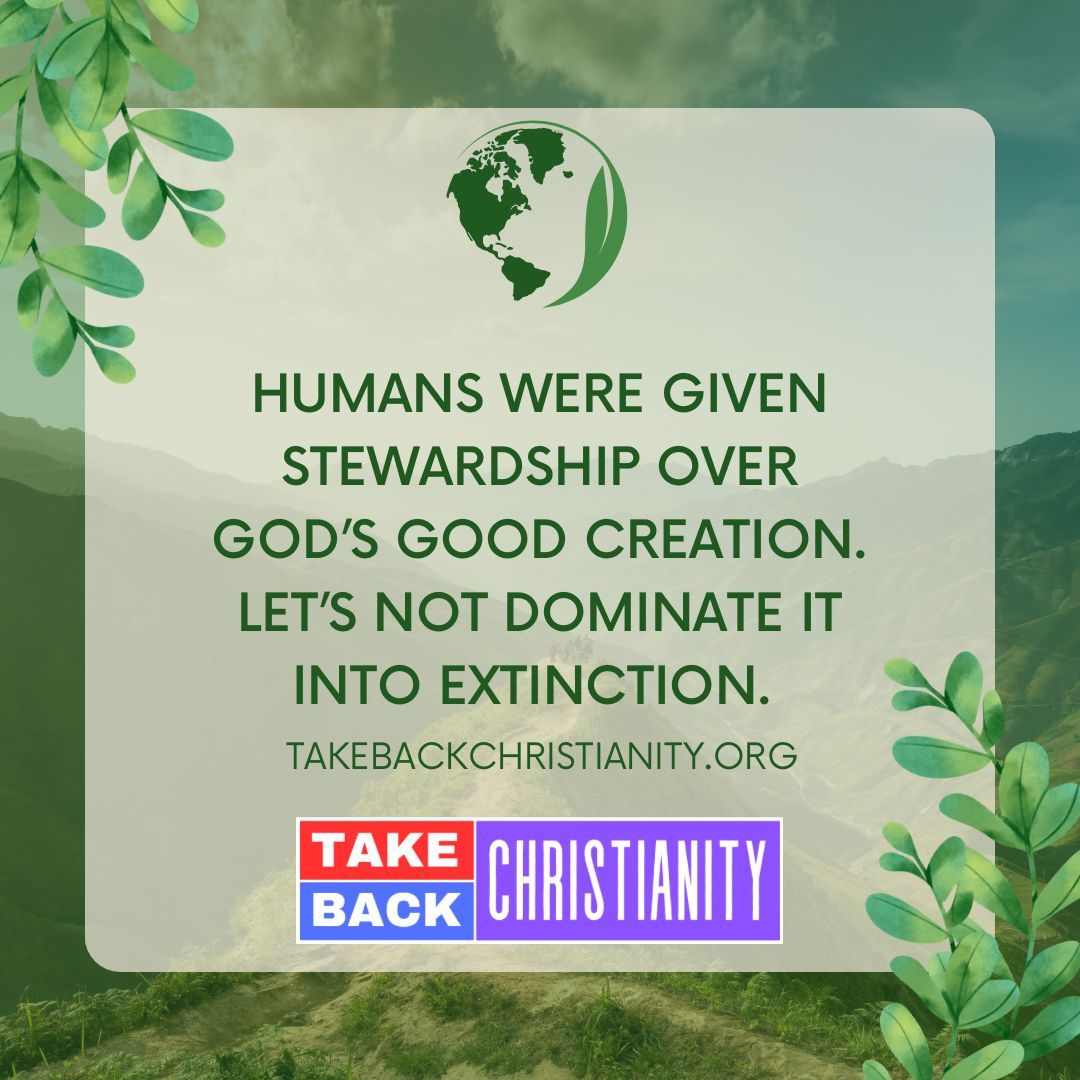 We must care for the earth and vote for people who will ensure its care.  Find out more at takebackchristianity.org.

#environment #creationcare #takebackchristianity