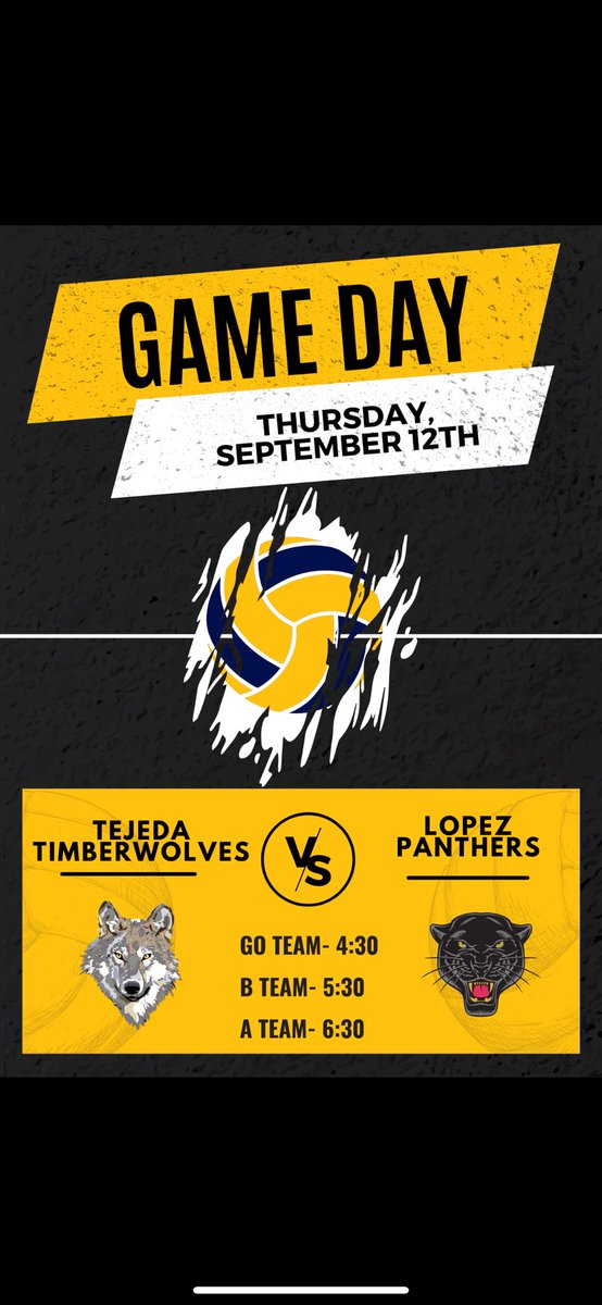 It’s Game Day. 7th grade at Lopez. 8th grade at home! Let’s go Lady T-Wolves! 🏐<a href="/TejedatW/">TejedaNEISD</a> <a href="/NeisdAthletics/">NEISD ATHLETICS</a>