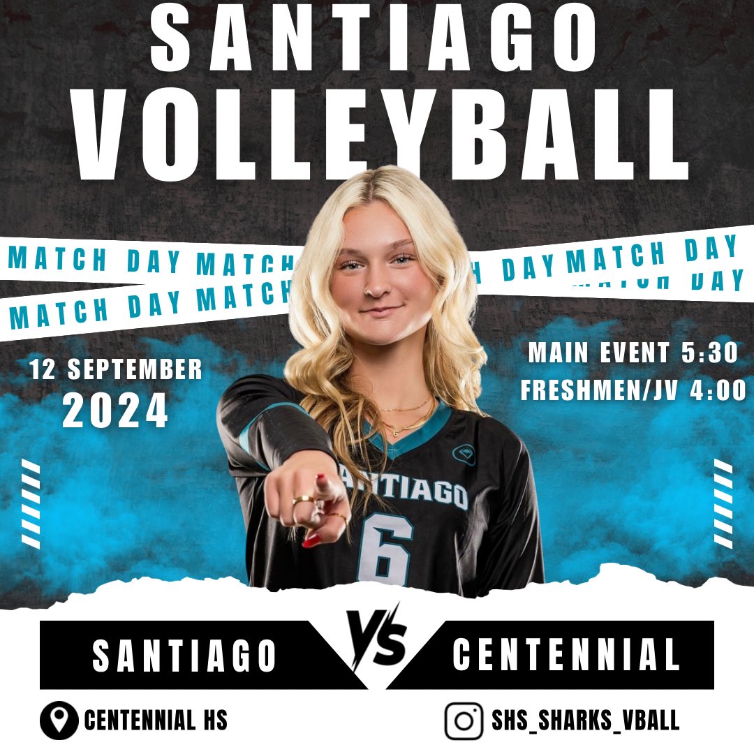 Santiago (3-4) opens BIG VIII play against Centennial (20-7) as The Battle of Rimpau rages on. Come out and support your Sharks.
#FearTheFin 🦈🏐