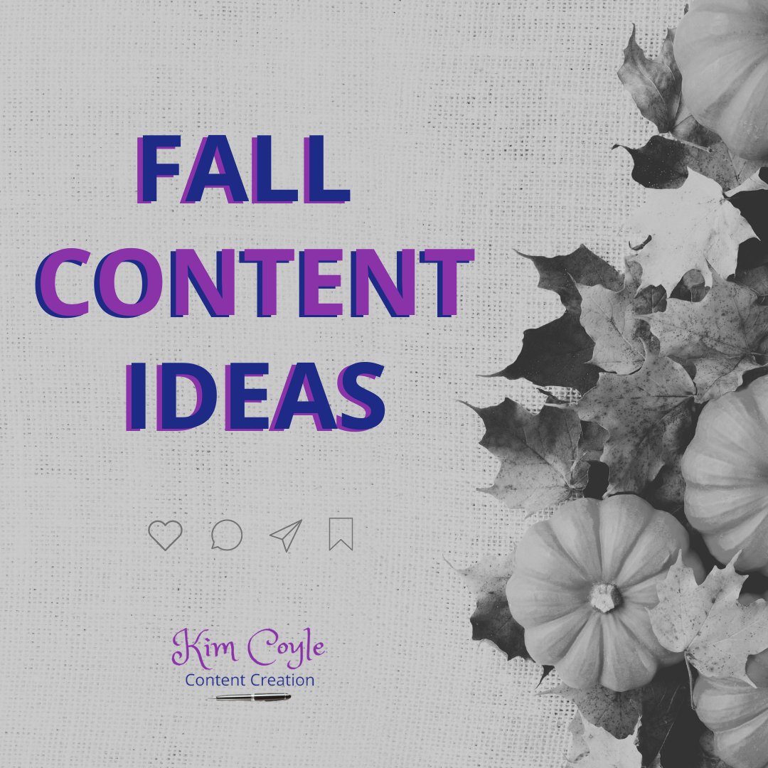 kcoyle1012's tweet photo. 🍂 Fall is in the air &amp; it's the perfect time to refresh your content strategy!
⁠
Think about sharing tips for Fall activities, spotlighting your favourite autumn recipes, or reflecting on the year so far.

Need help brainstorming seasonal content?
📧 kim@kimcoylecontent.com https://t.co/b3NSdDjcba