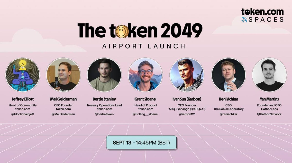 HathorNetwork's tweet image. Airport Lounge for @Token2049! ✈️ 

🗓 Friday, 13th September 
🕚 Time: 14:45PM (BST)
🎙 Host: @tokencom_!
🟣 Team: Yan Martins

Set your reminder! ⬇️
x.com/i/spaces/1yoKM…

#Token2049 #TokenSquared $HTR