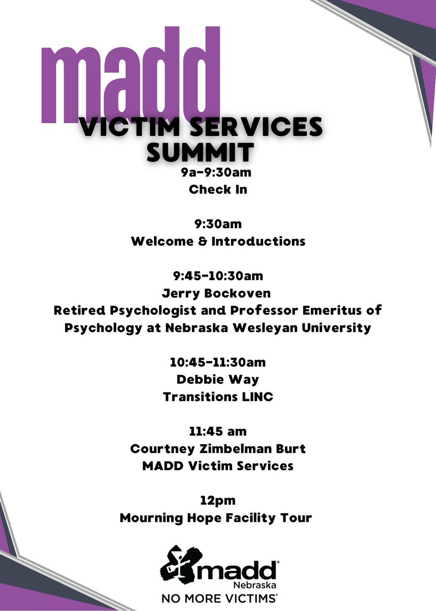 Not registered for our Victim Services Summit yet?! You are missing out! Check out this amazing agenda, we have a morning packed with incredible information! Get signed up to join us Monday the 16th! buff.ly/4f6uyuG