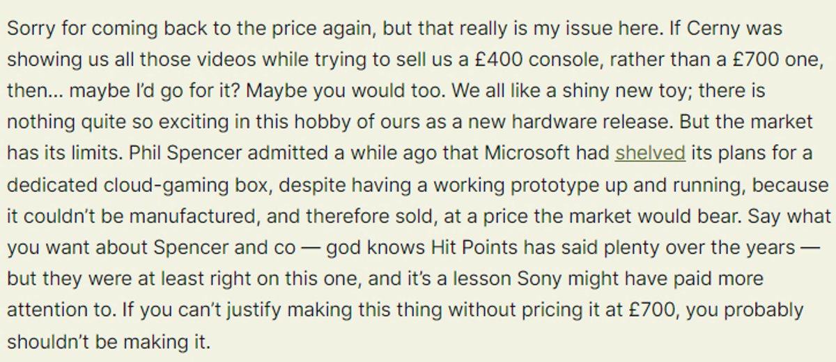 Wrote slightly too much about PS5 Pro, the announcement of which proves beyond doubt something that's been increasingly apparent for a while: the hubris of the PS3 era is back

newsletter.hitpoints.co/280-pro-lapse/