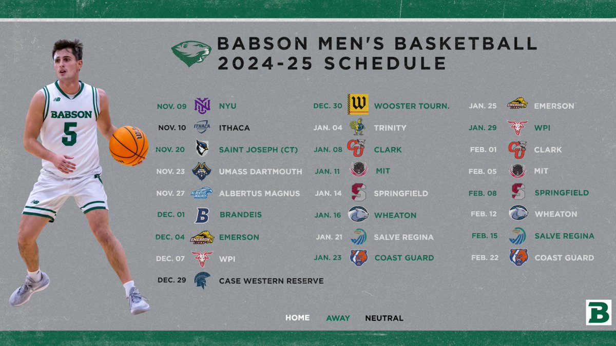 Coming off its second consecutive <a href="/NEWMACsports/">NEWMAC</a> title and NCAA Tournament appearance, <a href="/Babsonhoops/">Babson Basketball</a> unveiled its 2024-25 schedule on Thursday: tinyurl.com/2ptnssnc #GoBabo #d3hoops