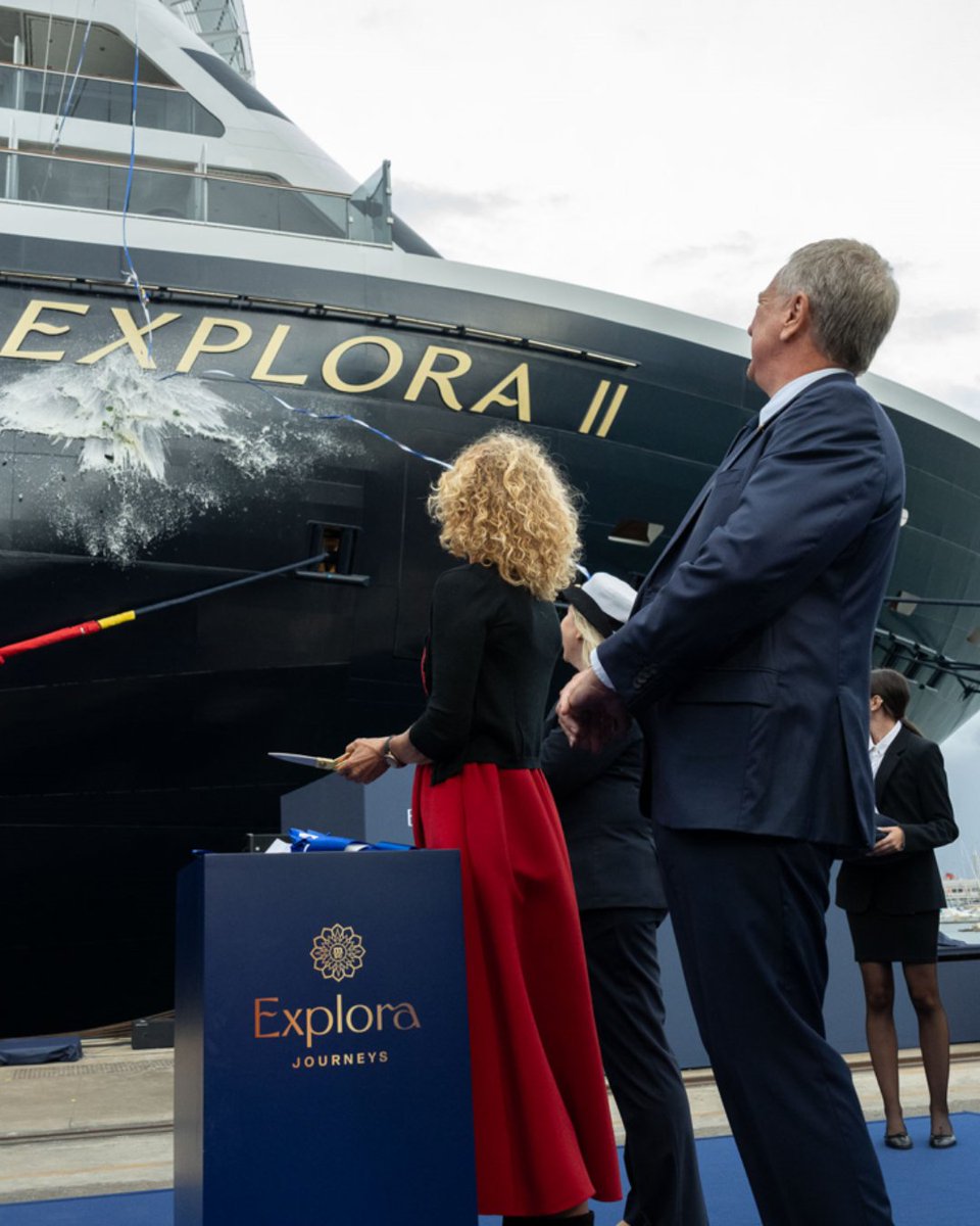 ExploraJourneys's tweet image. Today, we celebrated a triple milestone! ✨
 
At the @Fincantieri shipyard in Sestri Ponente, we marked the delivery of EXPLORA II. We also celebrated the keel laying of LNG-powered EXPLORA III and the steel cutting of EXPLORA IV.