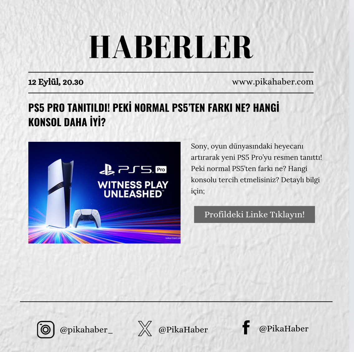 PikaHaber's tweet image. PS5 Pro Tanıtıldı! Peki Normal PS5’ten Farkı Ne? Hangi Konsol Daha İyi? Detaylar haberimizde.

#Sony #PS5Pro #PS5vsPS5Pro