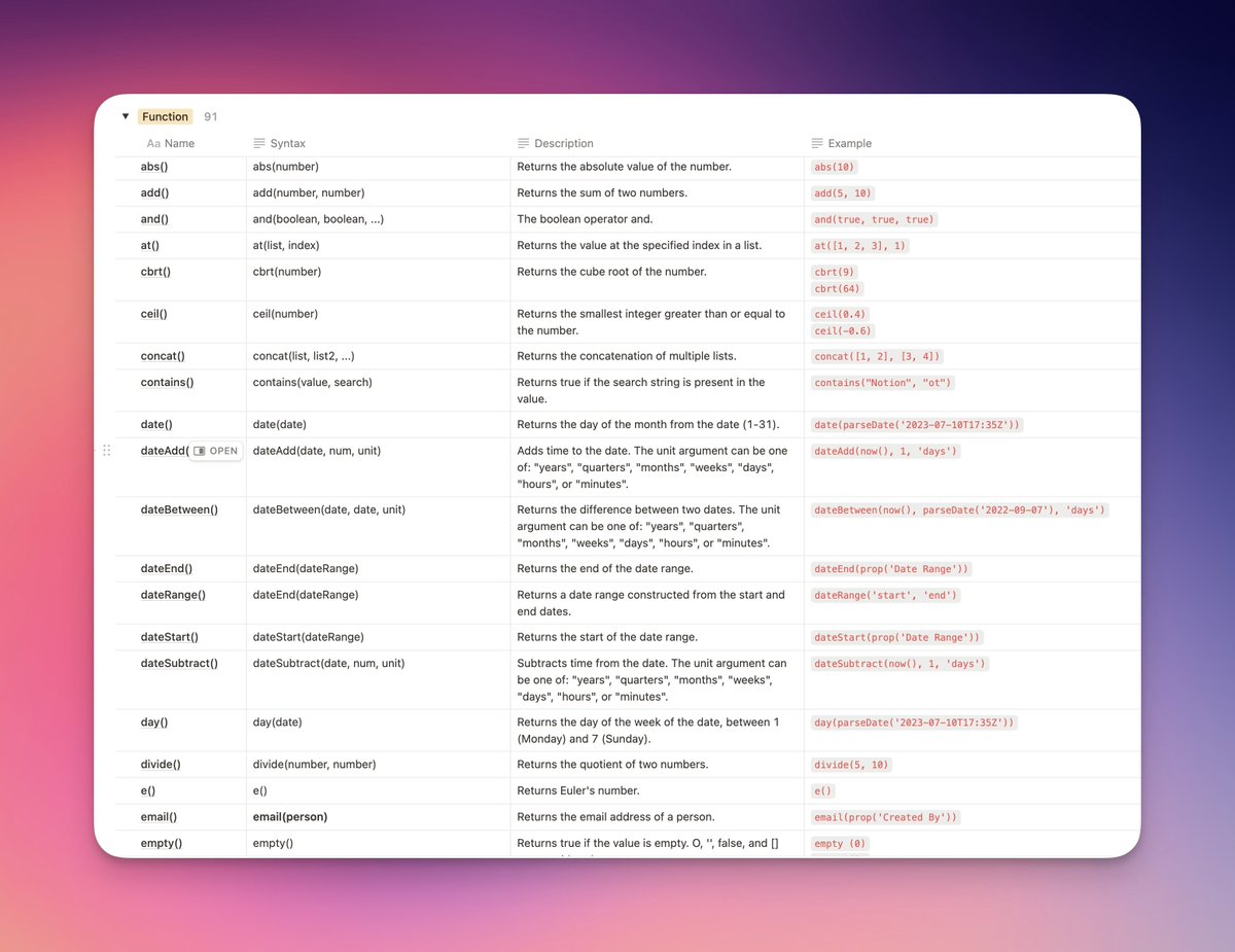 nickjanesdotcom's tweet image. I am on a mission to show the @NotionHQ community how valuable and under utilized formulas are.
Today I documented all the formula commands as part of notion-formulas.com site.