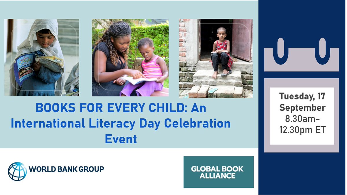 World Bank Education (@wbg_education) on Twitter photo Reading is the gateway to learning. Yet too many children are growing up without the chance to develop the foundational skills they need.   
Sign up for the discussion on 17th September and explore practical solutions and innovations to address this: wrld.bg/l50p50TmiTH Reading is the gateway to learning. Yet too many children are growing up without the chance to develop the foundational skills they need.   
Sign up for the discussion on 17th September and explore practical solutions and innovations to address this: wrld.bg/l50p50TmiTH