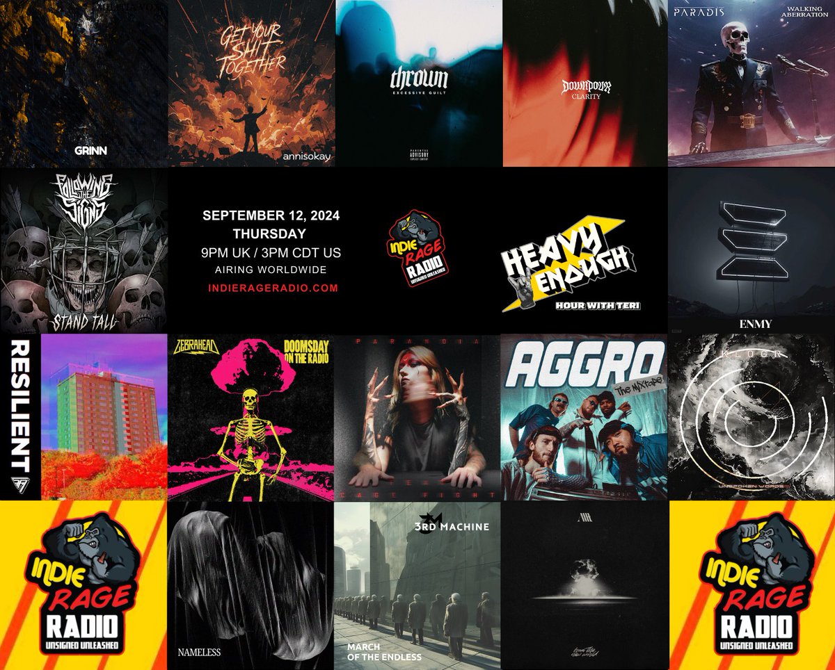 MusicMattersTee's tweet photo. Today 9pmUK 4pmEST worldwide
Tune into @IndieRageRadio
🔊https://t.co/fbYDNfmgnz
#HeavyEnough play the brilliant new music from-
#Grinn @annisokay @thrownsthlm @downpour_uk #Paradis @FTSCork @enmymusic +more Enjoy!
Info: https://t.co/ivr7EnJbZH
#NewMusicAlert #ListenHere https://t.co/qhcOuiQu1y