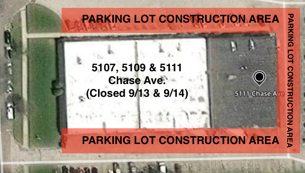 Our location will be closed on 9/13 &amp; 9/14 due to parking lot construction that will obstruct our entrances and docks. Sorry for the inconvenience.