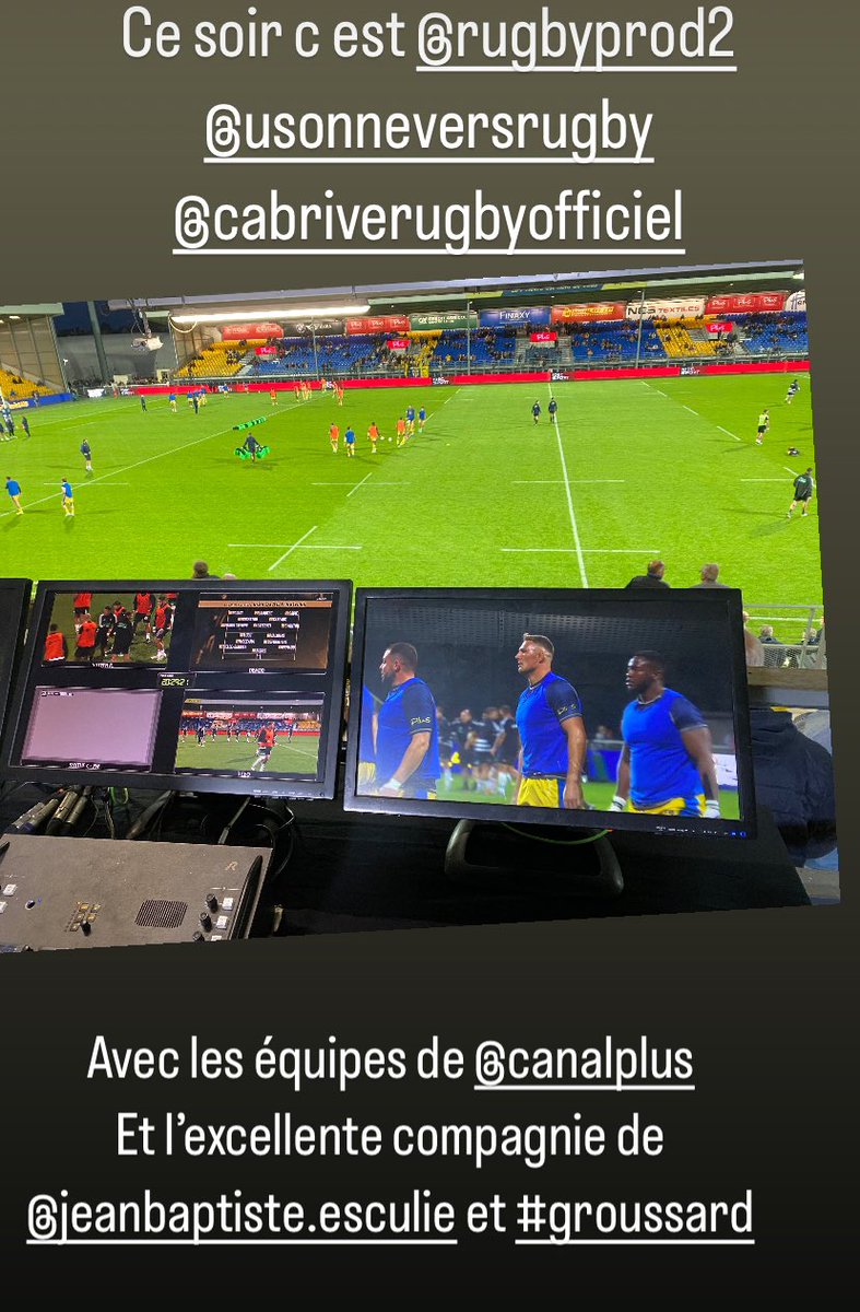 JonnyWis's tweet photo. Ce soir c est #ProD2
@usonneversrugby vs @CABCLRUGBY
Avec les équipes de @CanalplusRugby et l’excellente compagnie de @pgroussard et @JBEsculie
#rugby #commentateur https://t.co/MWKLruBC0y