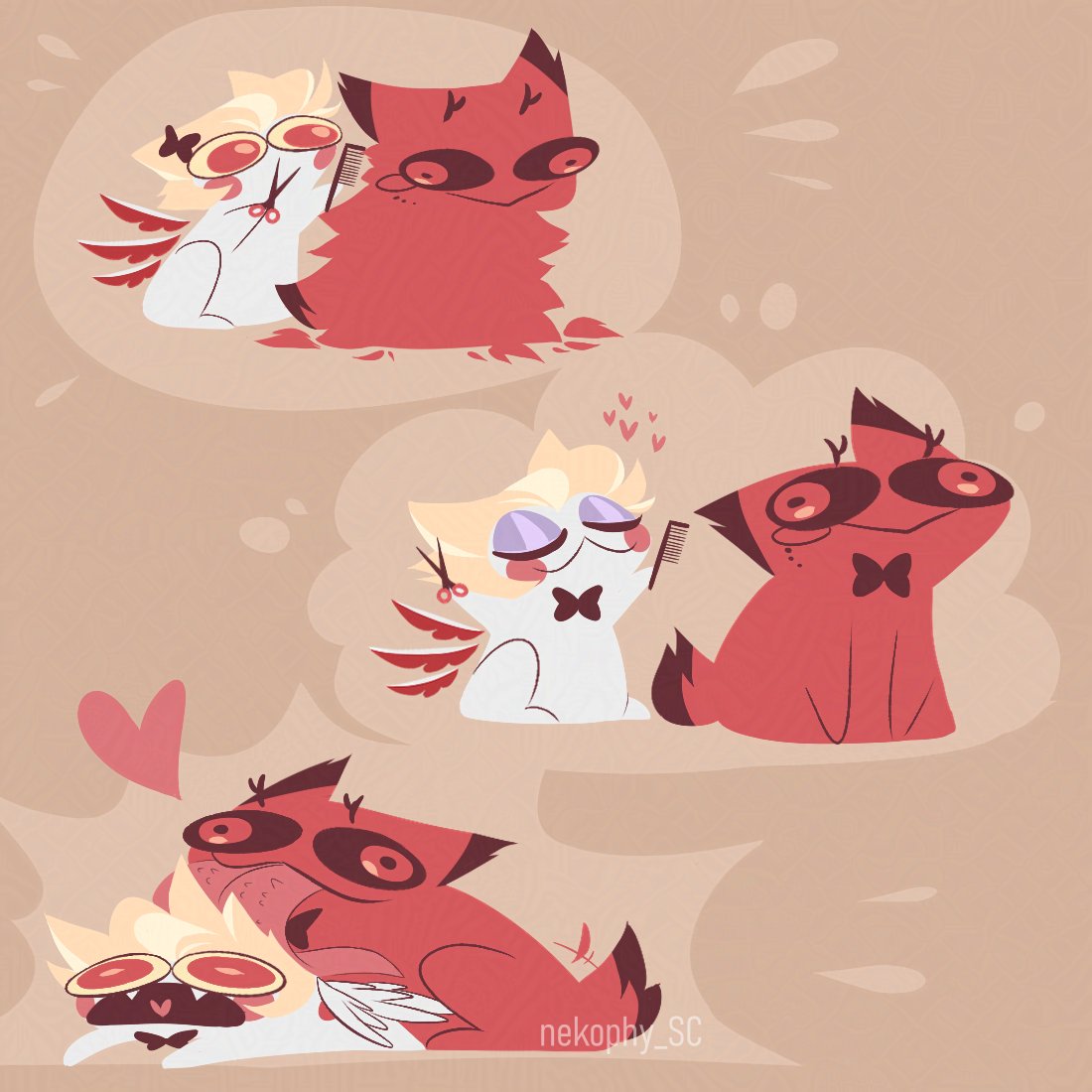 nekophy_SC's tweet photo. CURSED CAT TRAIN!! Groomin day ✂️✨

#radioapple #hazbinhotel https://t.co/DIgCuWQEYO