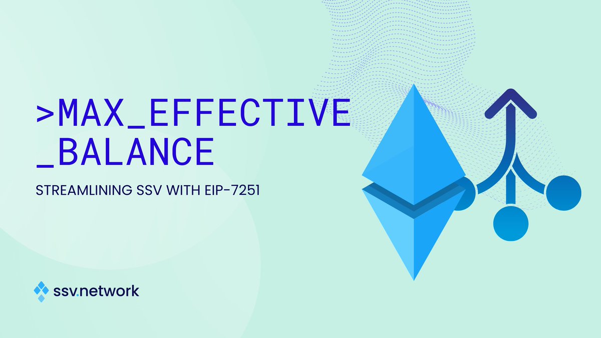 ssv_network's tweet photo. Ethereum Improvement Proposal 7251, aka EIP-7251, is an upcoming upgrade to the Ethereum network as part of the Prague-Electra "Pectra" Hard Fork.

This upgrade will significantly streamline and improve operations for validators and operators running on SSV. Learn how 👇 https://t.co/P5Pl1FUIty
