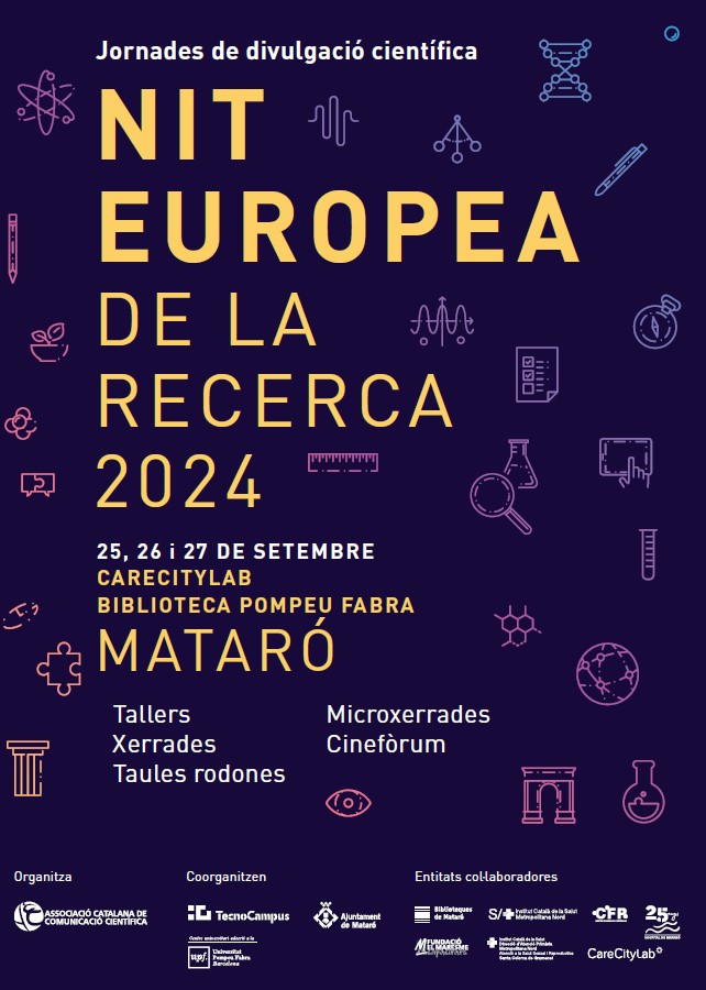 CareCityLab's tweet photo. 📢26 i 27 setembre en el marc de la Nit Europea de la Recerca 2024 acollirem tallers, xerrades, taules rodones i més #divulgació #ciencia #recerca #CareCityLab
👉Inscriu-te aquí: https://t.co/VYAAJXkj97 https://t.co/LpkHbhDAnA