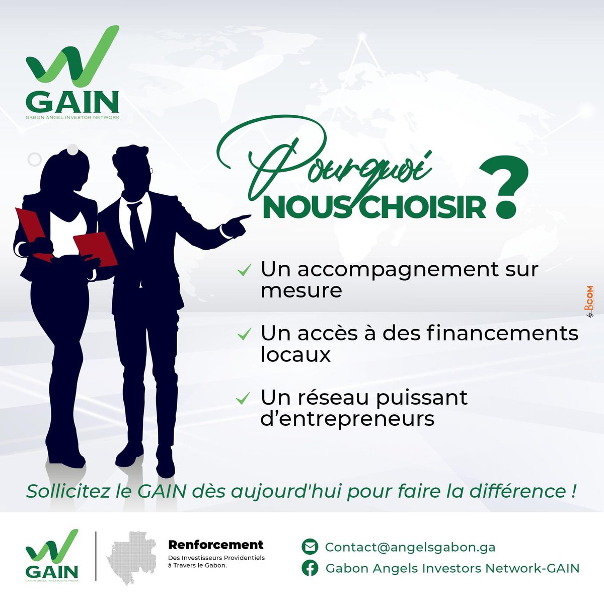 𝗧𝗨 𝗖𝗛𝗘𝗥𝗖𝗛𝗘𝗦 𝗨𝗡 𝗙𝗜𝗡𝗔𝗡𝗖𝗘𝗠𝗘𝗡𝗧 𝗣𝗢𝗨𝗥 𝗧𝗢𝗡 𝗣𝗥𝗢𝗝𝗘𝗧? Contacte des business Angels. Au #Gabon, nous sommes joignables sur 𝗰𝗼𝗻𝘁𝗮𝗰𝘁@𝗮𝗻𝗴𝗲𝗹𝘀𝗴𝗮𝗯𝗼𝗻.𝗴𝗮 ou angelsgabon.ga. Nous sommes plus que des investisseurs.Nous vous accompagnons