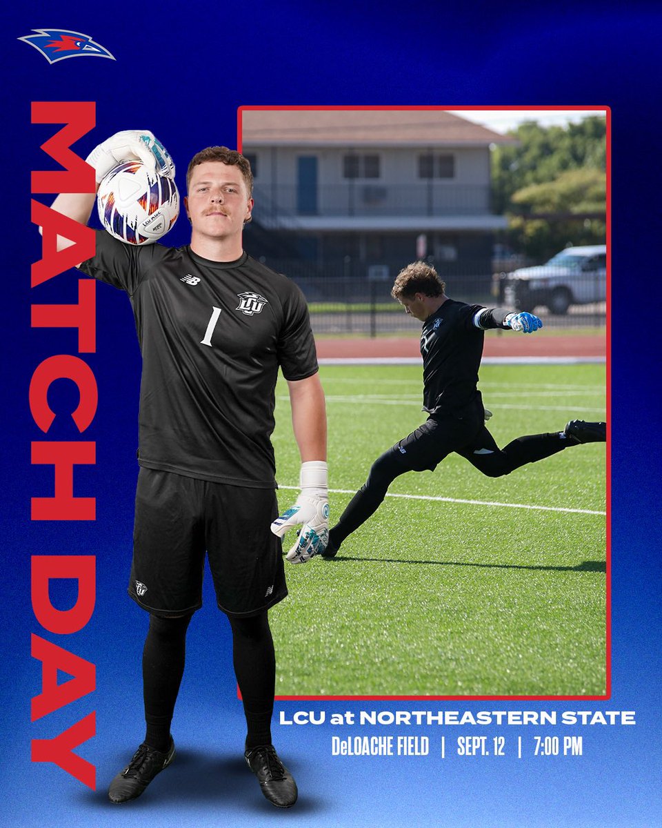 Game Day in Oklahoma ⚽️

🆚 <a href="/nsumsoccer/">NSU Men's Soccer</a> 
⏰ 7:30 PM
🏟️ DeLoache Field
📺 linktr.ee/lcumsoc