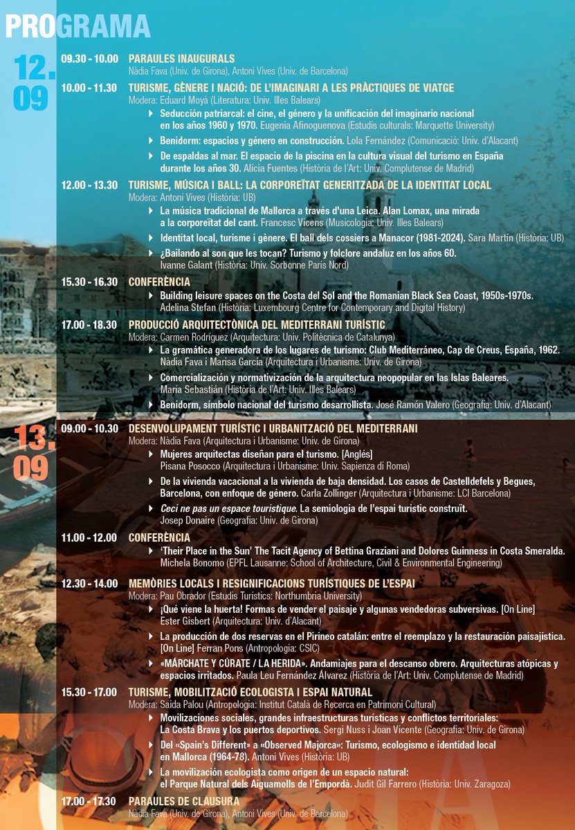 🤓C’est la rentrée! 💼 Hoy empiezan unas jornadas muy estimulantes en la <a href="/UniBarcelona/">Universitat de Barcelona</a> organizadas por Antoni Vives y Nadia Fava: « La producció històrica de l’espai turístic: urbanisme, territori i identitat local des de una perspectiva de gènere »