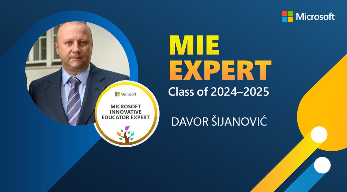 I am so excited and honored to be selected as a 2024-2025 Microsoft Innovative Educator Expert 👨‍🎓I am looking forward to learn, grow, and collaborate with other MIEE experts around the World!🌎 #MicrosoftEdu #MIEExpert #MIEExpertCroatia 🇭🇷#EducatorsInTech #AIinEducation