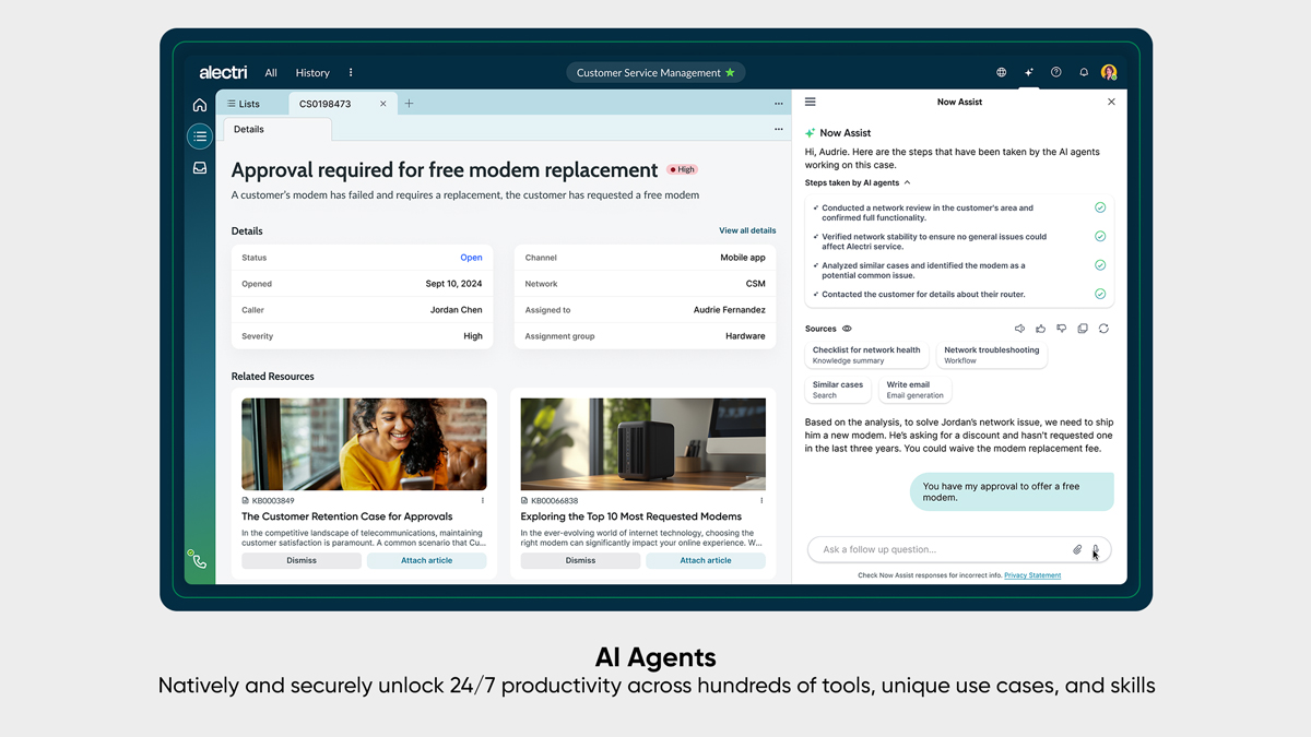 Agentic AI you say? AI agents that work for you, and with you. W our upcoming ServiceNow AI Agents, you can soon say hello to 24/7 productivity w Agentic AI for IT, HR, customer service, procurement, software development, and more. spr.ly/6019WtdoJ 

#PutAIToWorkForPeople