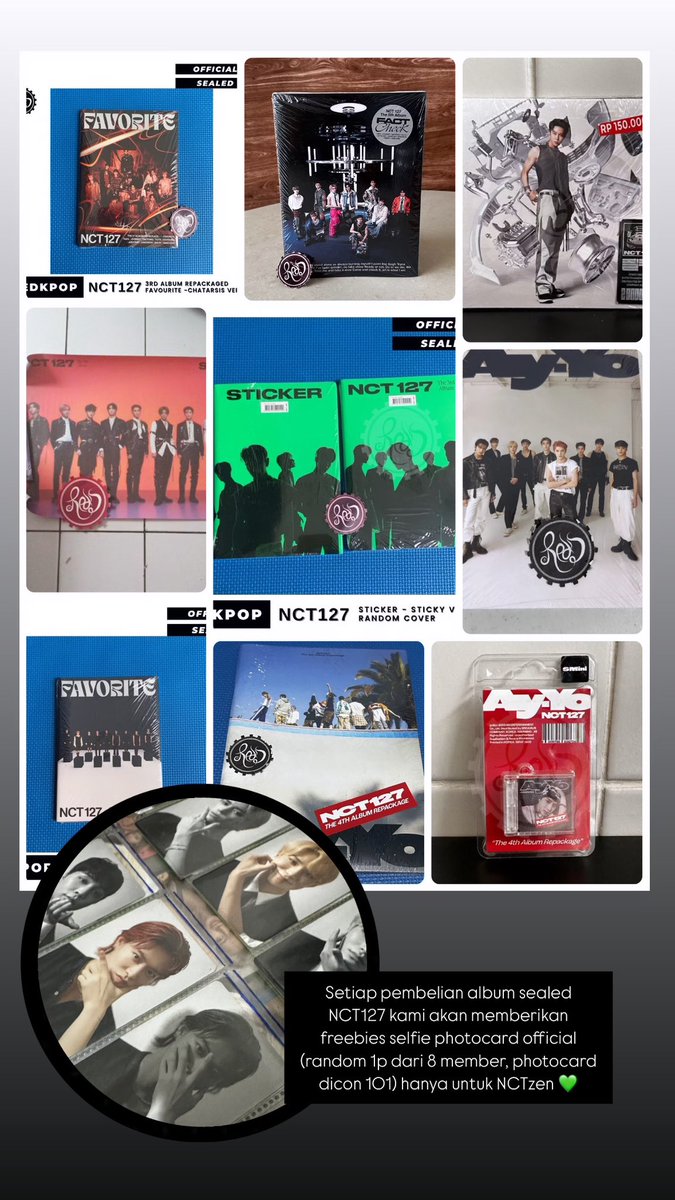 Setiap pembelian album NCT127 di kami mulai hari ini akan diberikan freebies selfie photocard official dicon nct127 101, don’t worry be happy NCTzen 💚