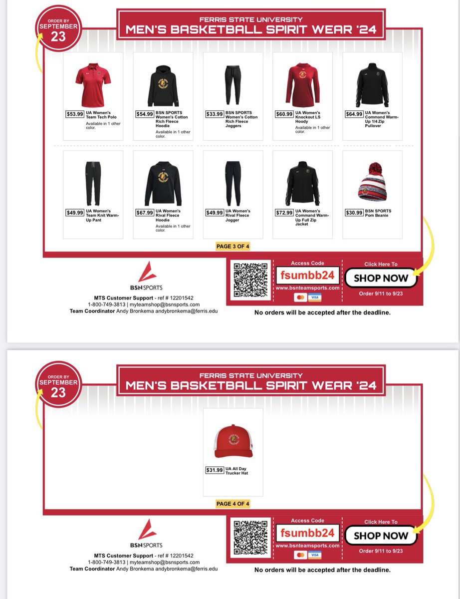 Get your 24-25 Men’s basketball Spirit Wear! 

bsnteamsports.com/shop/fsumbb24