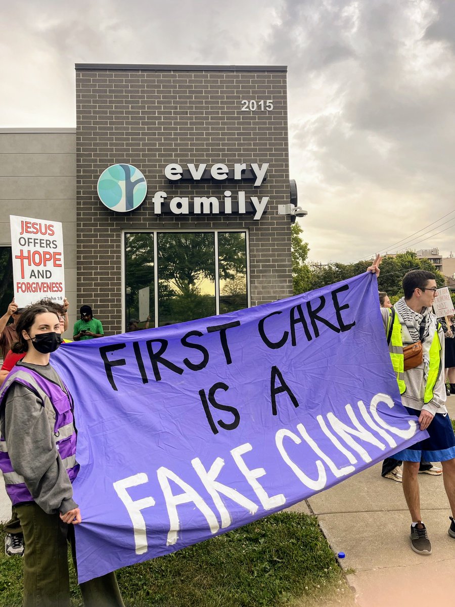 mn_aac's tweet photo. We protested outside First Care, an anti-abortion center located in the Phillips neighborhood, because communities deserve real reproductive healthcare, not fake clinics that spread lies and misinformation!
#exposefakeclinics https://t.co/7sAouXlzte