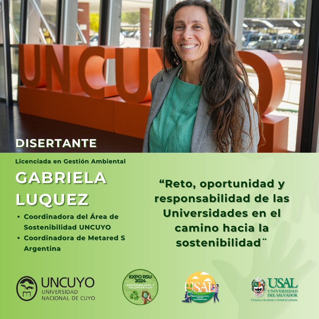 Disertantes - EXPO RSU USAL 2024: SOSTENIBILIDAD Y VOLUNTARIADO 🌿♻️🤝 
📅 Fecha: 20 de septiembre
⏰ Acreditación a partir de 8:30 h
📍 Facultad de Medicina - Av. Córdoba 1601 – CABA

🤝 Inscripciones forms.gle/Q7ZnUxQfrweoMe…