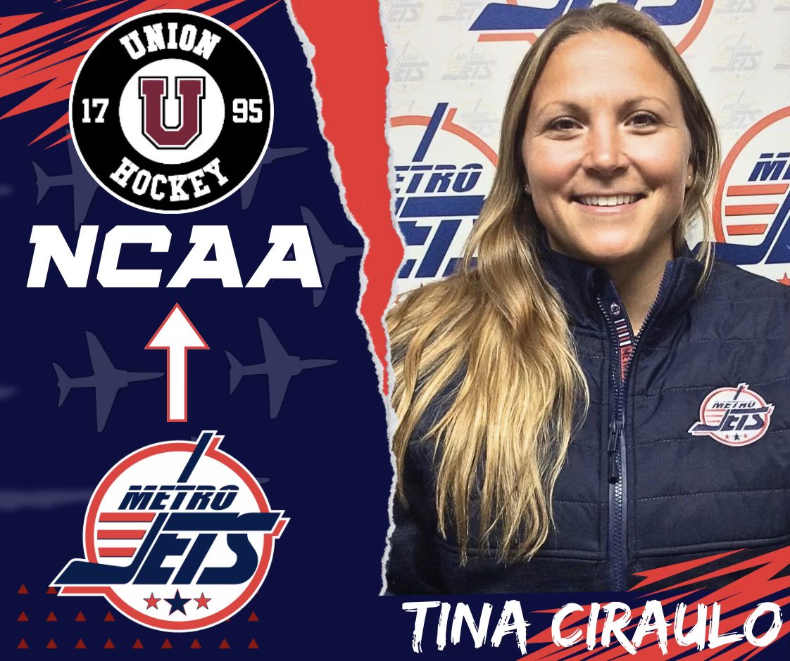 🚨 ADVANCEMENT ALERT 🚨 

We have HUGE news to share!

Our own Tina Ciraulo has accepted an assistant coaching position at the <a href="/NCAAIceHockey/">NCAA Ice Hockey</a> Division I level with <a href="/UnionWHockey/">Union Women's Hockey</a>! 

#PlayLikeBray #OnceAJetAlwaysAJet ✈️