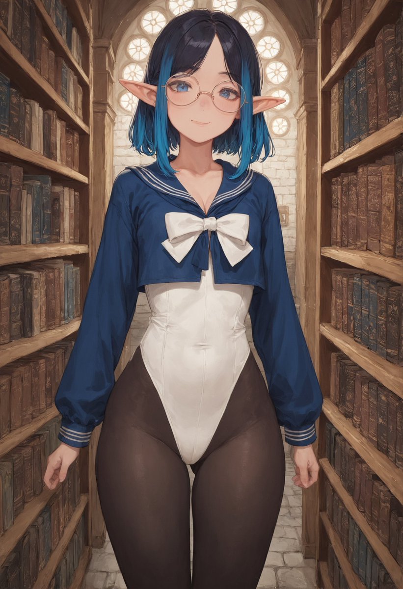 NorkDiffusion's tweet image. #AIart #aiwaifus #AIArtCommuity #stablediffusion #elves 
"H---Hi, W---Welcome to the library, Sciences are at the end of the hall there. Do you have questions? Our uniforms? They are to make us stand out as sorceress in training. Have you seen a real sorceress yet?"