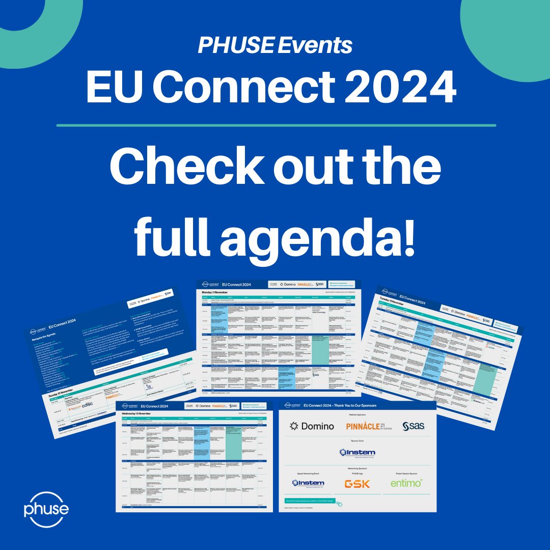 PHUSE (@phusetwitta) on Twitter photo The EU Connect 2024 is less than two months away!
Explore the exciting agenda and join us in the beautiful city of Strasbourg, France, from 10–13 November.
Full Agenda: phuse.s3.eu-central-1.amazonaws.com/Events/2024/EU…
Register Now: phuse-events.org/attend/45/regi…
Find Out More: us06web.zoom.us/webinar/regist…
#PHUSE The EU Connect 2024 is less than two months away!
Explore the exciting agenda and join us in the beautiful city of Strasbourg, France, from 10–13 November.
Full Agenda: phuse.s3.eu-central-1.amazonaws.com/Events/2024/EU…
Register Now: phuse-events.org/attend/45/regi…
Find Out More: us06web.zoom.us/webinar/regist…
#PHUSE