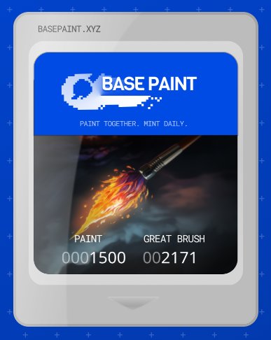 We celebrate 400 days at <a href="/basepaint_xyz/">BasePaint</a>! nothing better than an updade of my brush for this day! Thank you for so much support and learning!💙🖌️