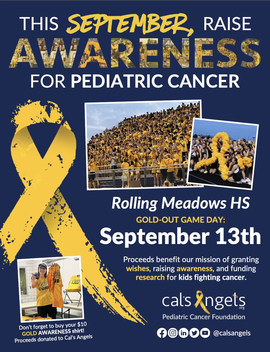 Make sure to pick up your $10 Gold Awareness shirt for Friday's game, proceeds benefit the mission of granting
wishes, raising awareness, and funding research for kids fighting cancer.