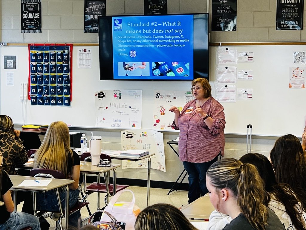 SHSPhoenix's tweet photo. PAGE's Membership Service Representative, Hayley Gilreath, spoke to Mrs. Holland's Early Childhood Education classes about GA's Code of Ethics for Educators.
#TogetherWeLearn #TogetherSHS #TogetherGCS https://t.co/iFQkiYY0gX