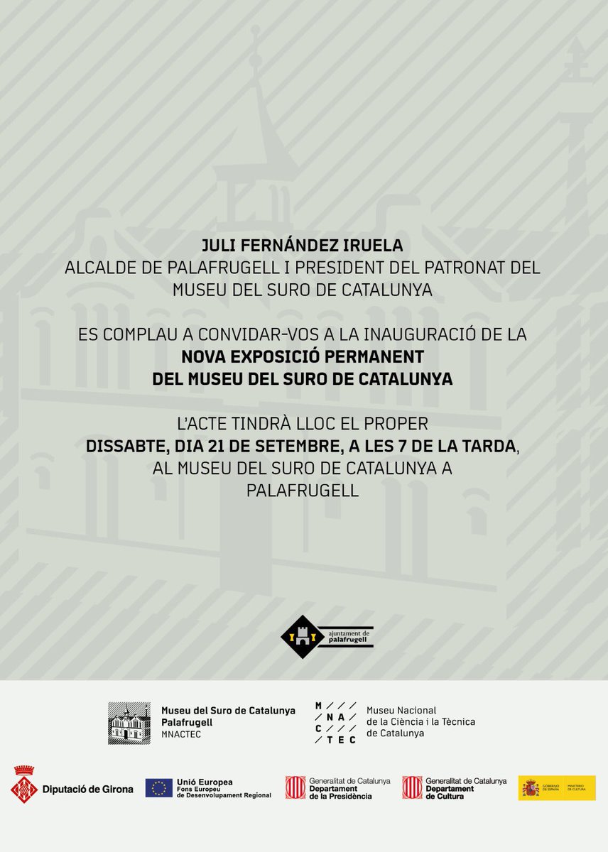 RETECORK's tweet image. El 21 de setembre, a les 19h, el Museu del Suro de Catalunya inaugurarà la nova exposició permanent amb un acte institucional i un seguit d’accions repartides per diversos espais del Museu.

Ens veiem allà?

Més info ➡️ museudelsuro.cat/inauguracio-de… 

#museudelsurodecatalunya